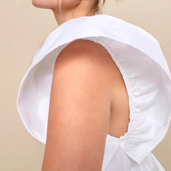 Dramatic White Taffeta Ruffled BabyDoll Dress - Picture 5 of 6